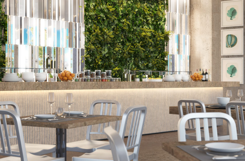 A rendering of one of Kailani Cayman's restaurants, featuring fresh farm-to-table foods. 